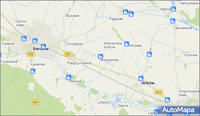mapa Wojciechów gmina Wilków, Wojciechów gmina Wilków na mapie Targeo