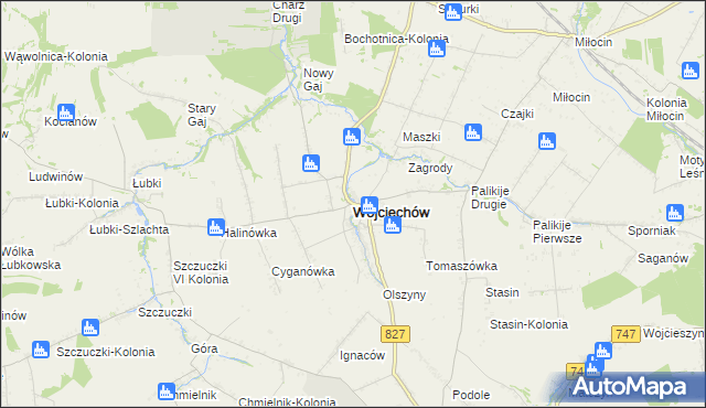 mapa Wojciechów powiat lubelski, Wojciechów powiat lubelski na mapie Targeo
