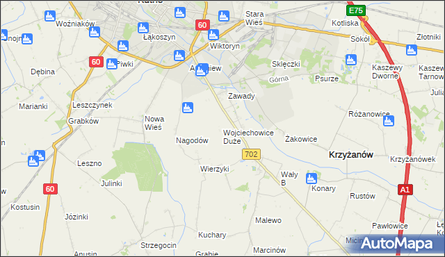mapa Wojciechowice Duże, Wojciechowice Duże na mapie Targeo