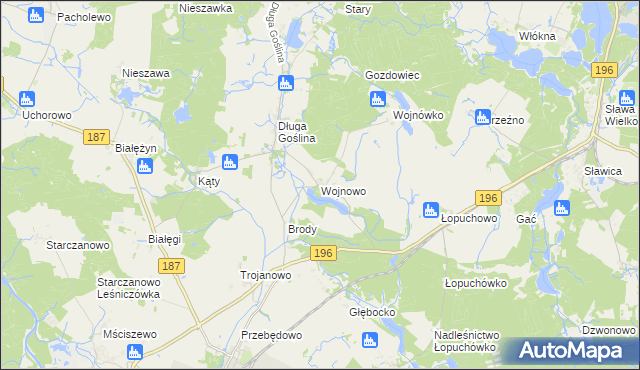 mapa Wojnowo gmina Murowana Goślina, Wojnowo gmina Murowana Goślina na mapie Targeo