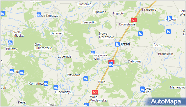 mapa Wojtkowa Wieś, Wojtkowa Wieś na mapie Targeo