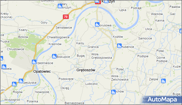 mapa Wola Gręboszowska, Wola Gręboszowska na mapie Targeo