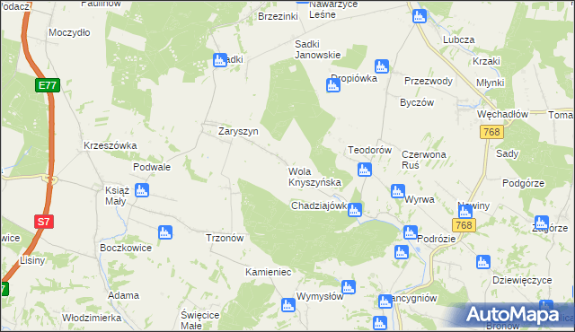 mapa Wola Knyszyńska, Wola Knyszyńska na mapie Targeo