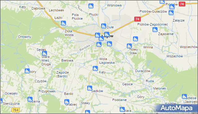 mapa Wola Łagowska, Wola Łagowska na mapie Targeo