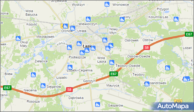 mapa Wola Łaska, Wola Łaska na mapie Targeo