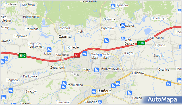 mapa Wola Mała gmina Czarna, Wola Mała gmina Czarna na mapie Targeo
