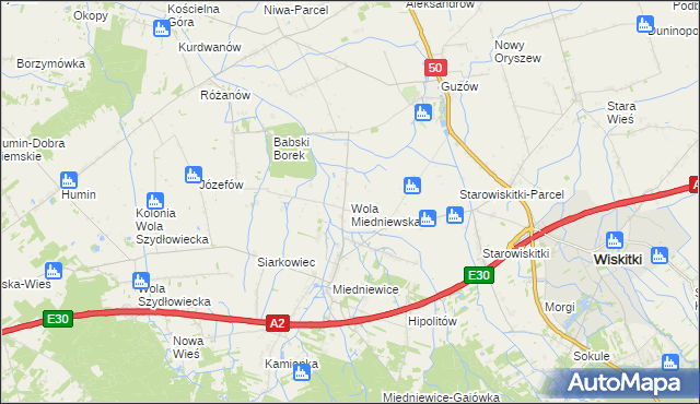mapa Wola Miedniewska, Wola Miedniewska na mapie Targeo