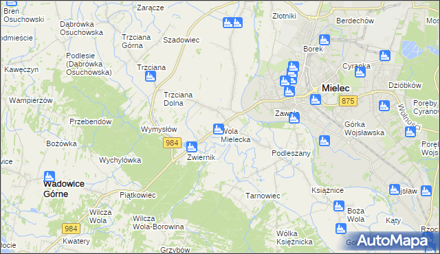 mapa Wola Mielecka, Wola Mielecka na mapie Targeo