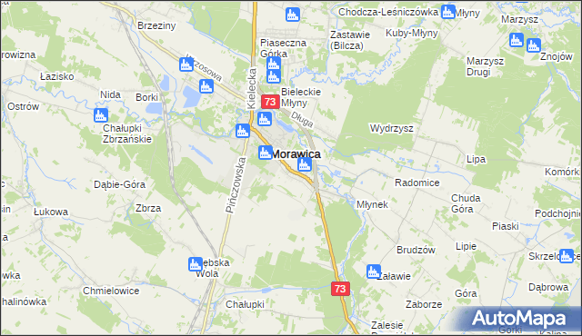 mapa Wola Morawicka, Wola Morawicka na mapie Targeo