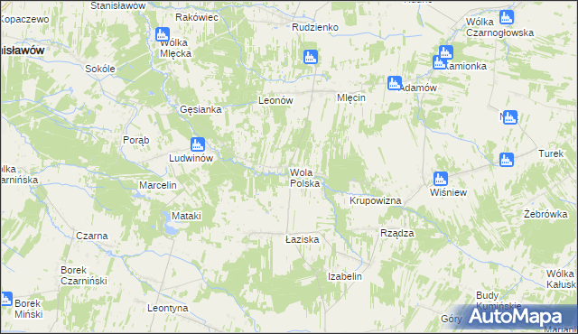 mapa Wola Polska gmina Jakubów, Wola Polska gmina Jakubów na mapie Targeo