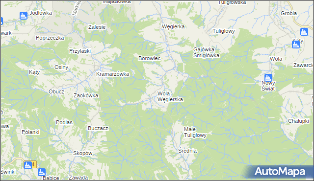 mapa Wola Węgierska, Wola Węgierska na mapie Targeo