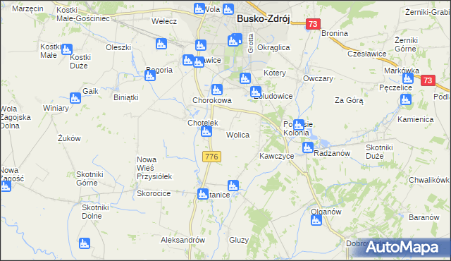 mapa Wolica gmina Busko-Zdrój, Wolica gmina Busko-Zdrój na mapie Targeo