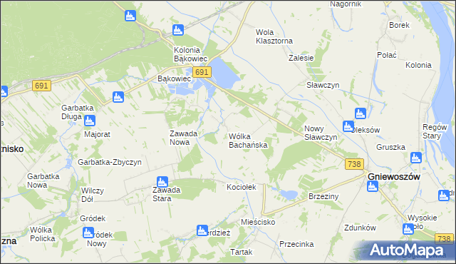 mapa Wólka Bachańska, Wólka Bachańska na mapie Targeo