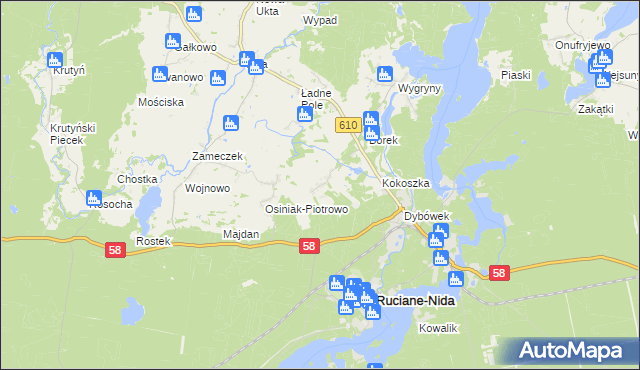 mapa Wólka gmina Ruciane-Nida, Wólka gmina Ruciane-Nida na mapie Targeo