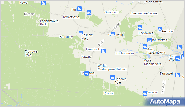 mapa Wólka Modrzejowa, Wólka Modrzejowa na mapie Targeo