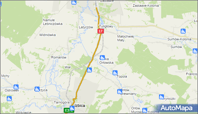 mapa Wólka Orłowska gmina Izbica, Wólka Orłowska gmina Izbica na mapie Targeo