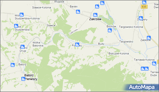 mapa Wólka Ponikiewska, Wólka Ponikiewska na mapie Targeo