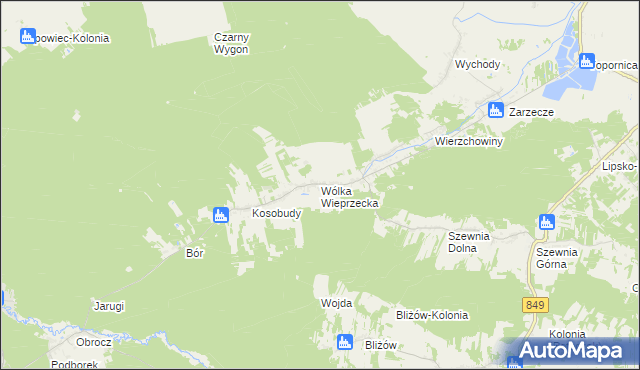 mapa Wólka Wieprzecka, Wólka Wieprzecka na mapie Targeo