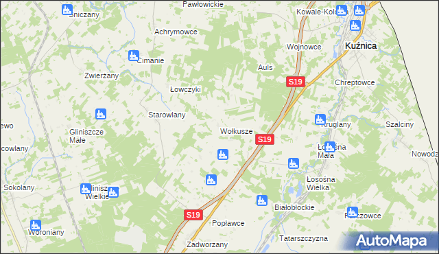 mapa Wołkusze, Wołkusze na mapie Targeo