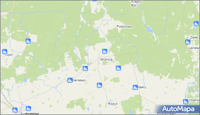 mapa Wolnica gmina Lubomino, Wolnica gmina Lubomino na mapie Targeo