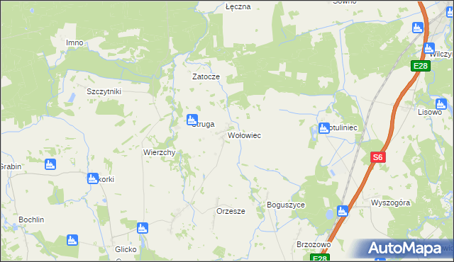 mapa Wołowiec gmina Nowogard, Wołowiec gmina Nowogard na mapie Targeo