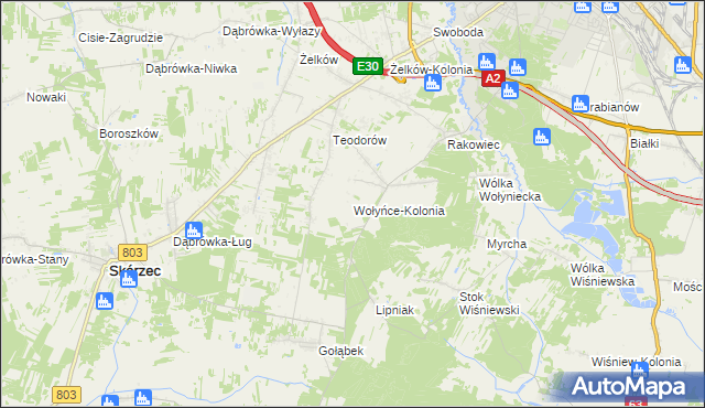mapa Wołyńce-Kolonia, Wołyńce-Kolonia na mapie Targeo