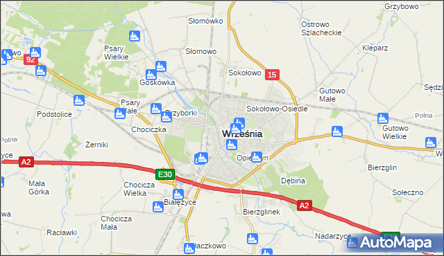 mapa Wrześni, Września na mapie Targeo
