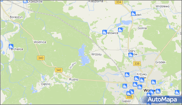 mapa Wrzosy gmina Wołów, Wrzosy gmina Wołów na mapie Targeo