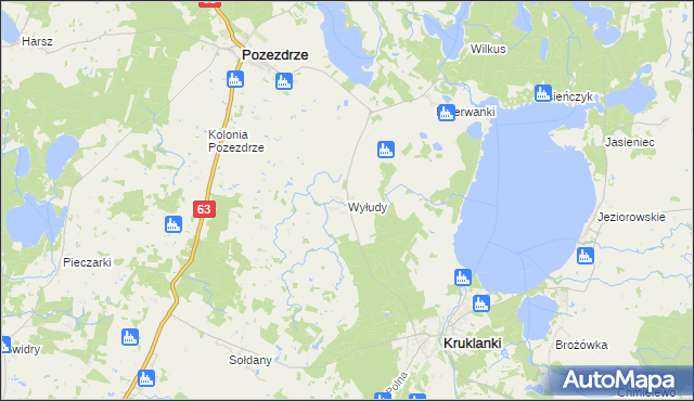 mapa Wyłudy gmina Pozezdrze, Wyłudy gmina Pozezdrze na mapie Targeo