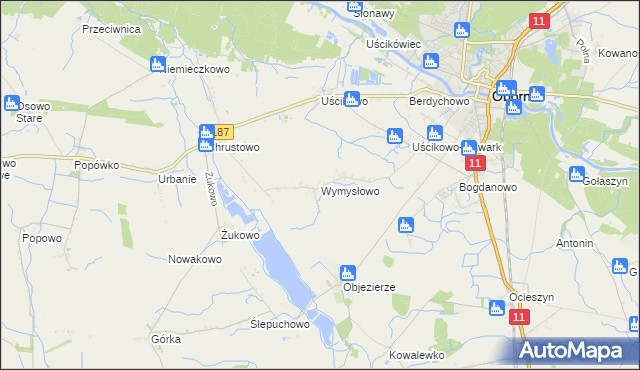 mapa Wymysłowo gmina Oborniki, Wymysłowo gmina Oborniki na mapie Targeo