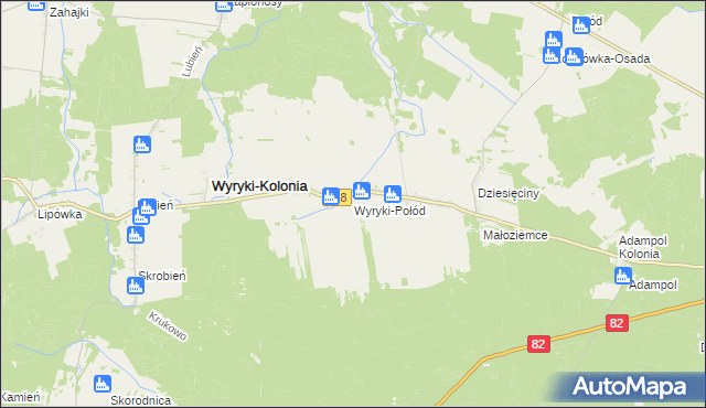 mapa Wyryki-Połód, Wyryki-Połód na mapie Targeo
