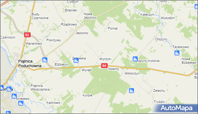 mapa Wyrzyki gmina Piątnica, Wyrzyki gmina Piątnica na mapie Targeo
