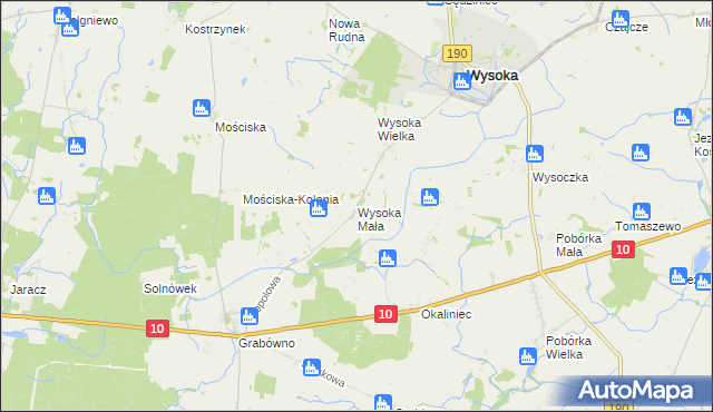 mapa Wysoka Mała gmina Wysoka, Wysoka Mała gmina Wysoka na mapie Targeo