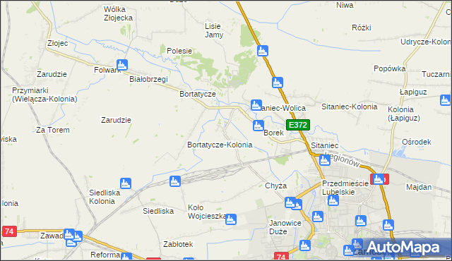 mapa Wysokie gmina Zamość, Wysokie gmina Zamość na mapie Targeo