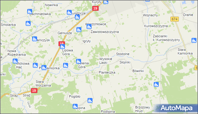 mapa Wysokie Laski, Wysokie Laski na mapie Targeo