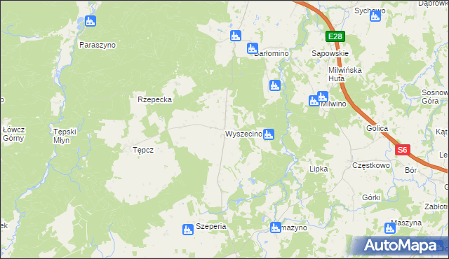 mapa Wyszecino, Wyszecino na mapie Targeo