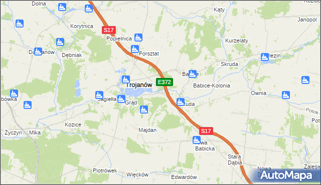 mapa Żabianka gmina Trojanów, Żabianka gmina Trojanów na mapie Targeo