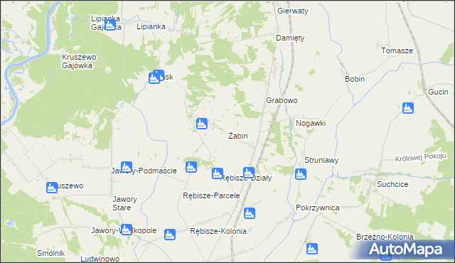 mapa Żabin gmina Goworowo, Żabin gmina Goworowo na mapie Targeo