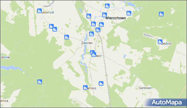 mapa Żabin gmina Wierzchowo, Żabin gmina Wierzchowo na mapie Targeo