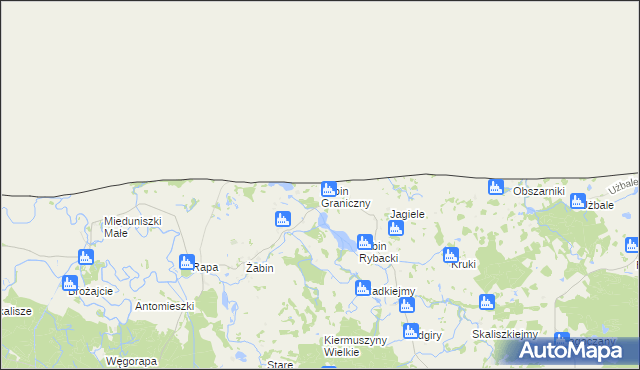 mapa Żabin Graniczny, Żabin Graniczny na mapie Targeo