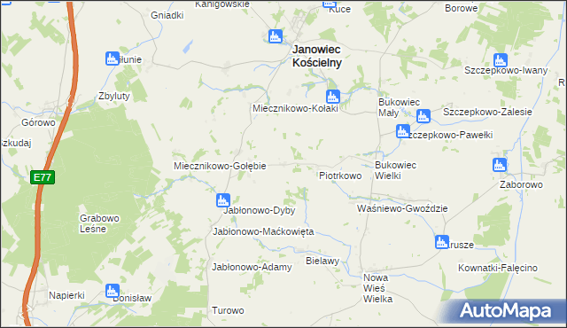 mapa Żabino-Arguły, Żabino-Arguły na mapie Targeo