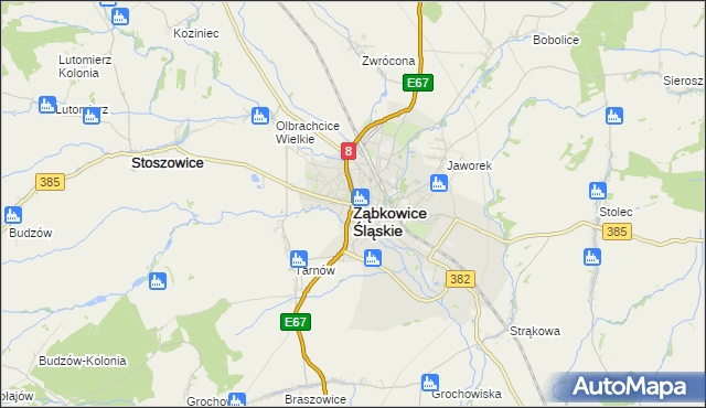 mapa Ząbkowice Śląskie, Ząbkowice Śląskie na mapie Targeo