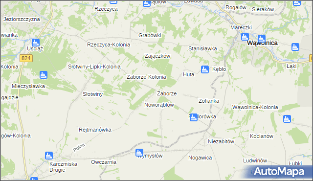 mapa Zaborze gmina Karczmiska, Zaborze gmina Karczmiska na mapie Targeo