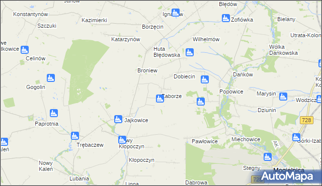 mapa Zaborze gmina Sadkowice, Zaborze gmina Sadkowice na mapie Targeo