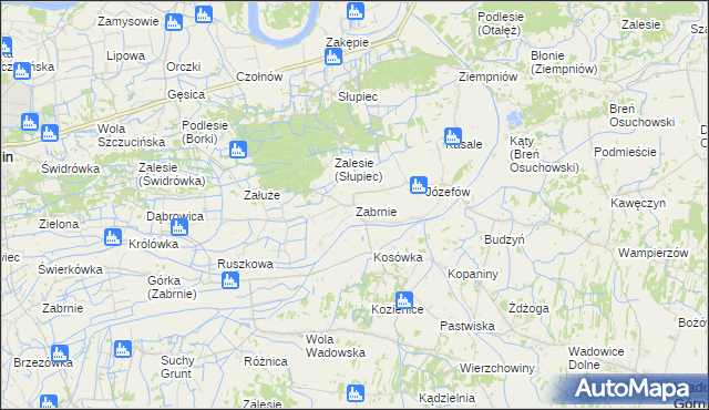 mapa Zabrnie gmina Wadowice Górne, Zabrnie gmina Wadowice Górne na mapie Targeo