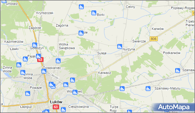 mapa Zabrodzie gmina Łuków, Zabrodzie gmina Łuków na mapie Targeo