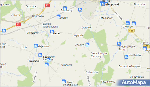 mapa Zacisze gmina Borek Wielkopolski, Zacisze gmina Borek Wielkopolski na mapie Targeo