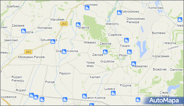 mapa Zacisze gmina Słupca, Zacisze gmina Słupca na mapie Targeo