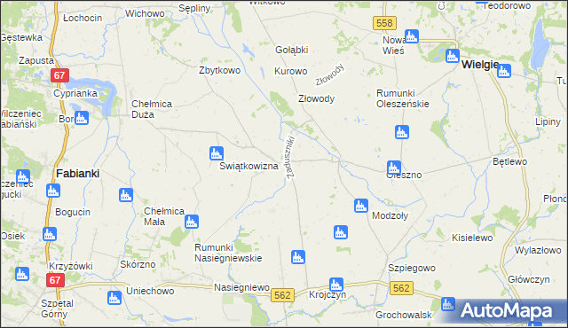 mapa Zaduszniki gmina Wielgie, Zaduszniki gmina Wielgie na mapie Targeo