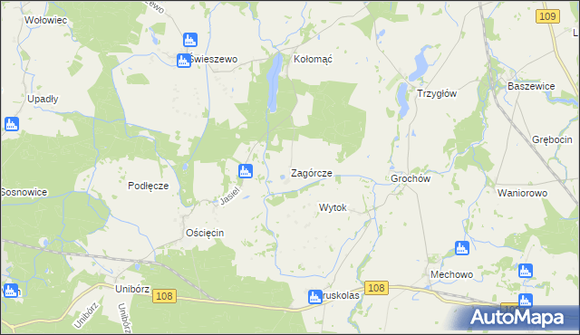 mapa Zagórcze gmina Gryfice, Zagórcze gmina Gryfice na mapie Targeo